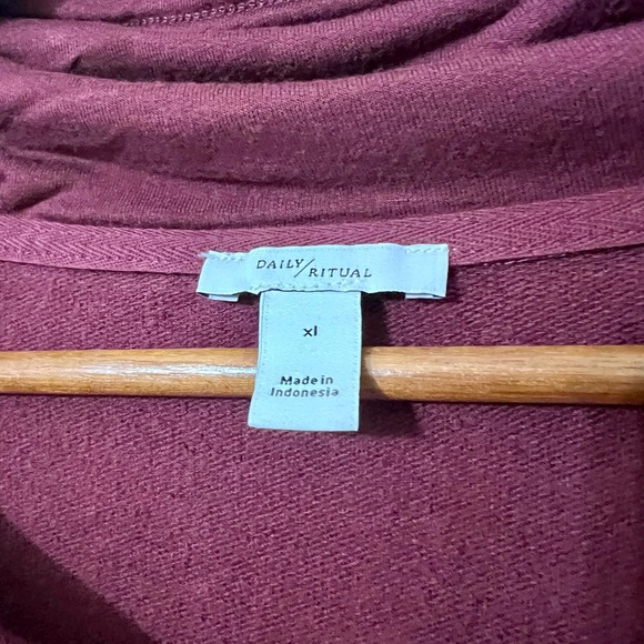 Daily Ritual Womens Burgundy Cowl Neck Long Sleeve Tunic Top Size XL - Picture 3 of 4